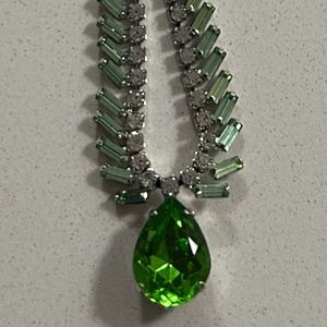 Jay Flex Sterling Necklace With Clear & Green Rhinestones